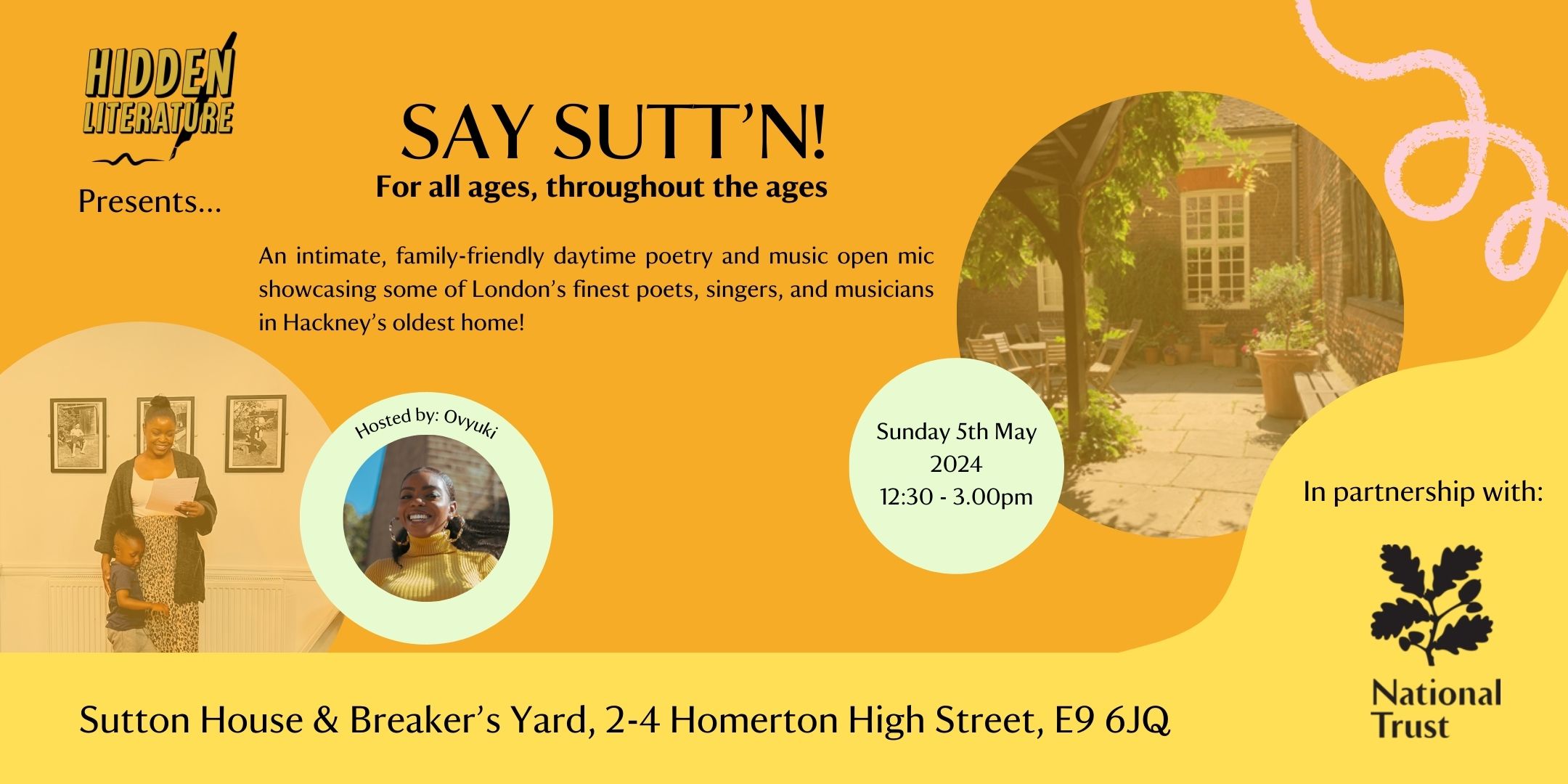 Hidden Literature Say Sutt’n Open Mic in Partnership with the National Trust